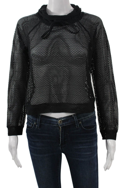 Koral Womens Pullover Sweatshirt Black Mock Neck Long Sleeve Size S