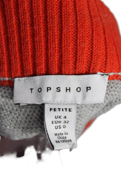 Topshop Women Jogger Sweatpants Gray Drawstring Polyester Blend Size 0 Petite