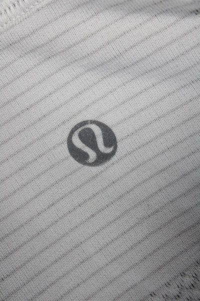 Lululemon Mens White Striped Crew Neck Short Sleeve Nylon Blend T-Shirt Size L