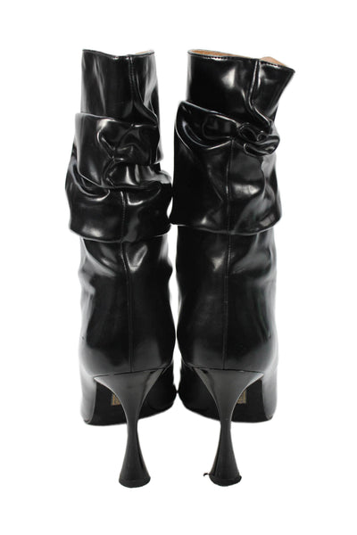 Jeffrey Campbell Womens Cone Heel Scrunched Patent Leather Booties Black 6.5