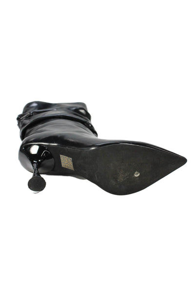 Jeffrey Campbell Womens Cone Heel Scrunched Patent Leather Booties Black 6.5