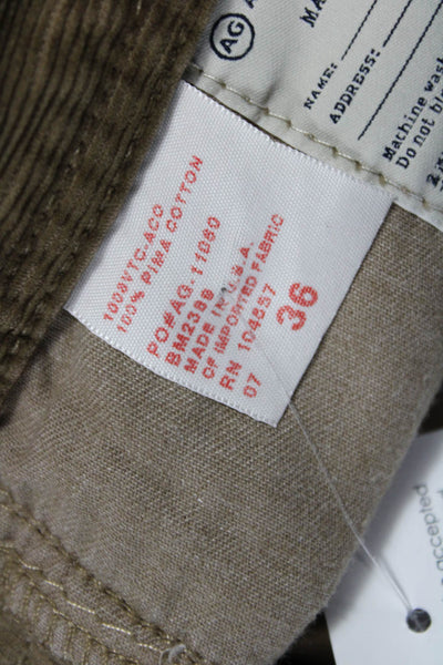 AG Adriano Goldschmied Mens Cargo Pants Brown Pima Cotton 30 Inseam Size 36