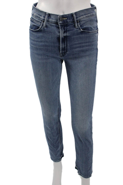 Mother Womens High Rise Skinny Ankle Jeans Blue Size 27