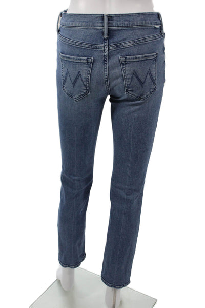 Mother Womens Ankle Cropped Skinny Jeans High Rise Blue Size 25