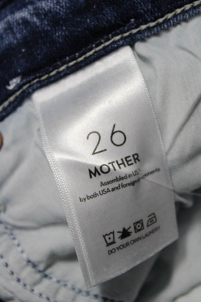 Mother Women Skinny Straight Jeans Dark Blue High Rise Button Fly Size 26
