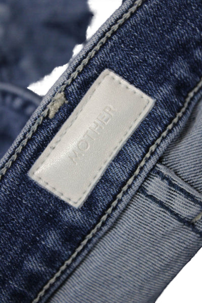 Mother Women Skinny Straight Jeans Dark Blue High Rise Button Fly Size 26