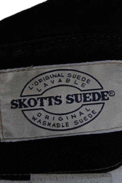 Skotts Suede Mens Black Genuine Leather Collared Vest Button Closure Size S