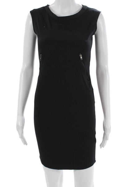 LNA Women Sheath Bodycon Dress Black Sleeveless Crewneck Zip Size XS