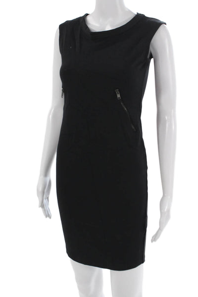 LNA Women Sheath Bodycon Dress Black Sleeveless Crewneck Zip Size XS