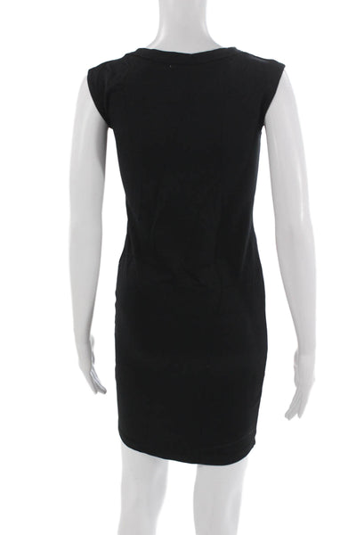 LNA Women Sheath Bodycon Dress Black Sleeveless Crewneck Zip Size XS