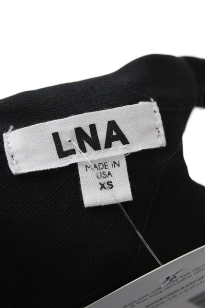 LNA Women Sheath Bodycon Dress Black Sleeveless Crewneck Zip Size XS