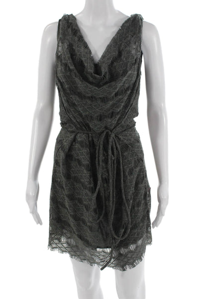 Calypso Saint Barth Women Mini Tank Dress Dark Gray Argyle Drawstring Size S