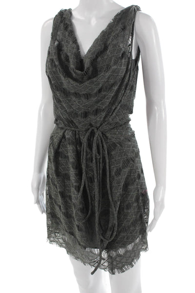 Calypso Saint Barth Women Mini Tank Dress Dark Gray Argyle Drawstring Size S