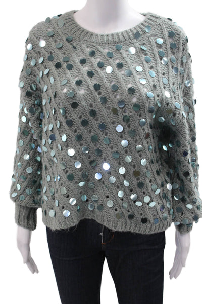 Zara Womens Pullover Sweater Gray Crew Neck 80s Acrylic Blend Size S