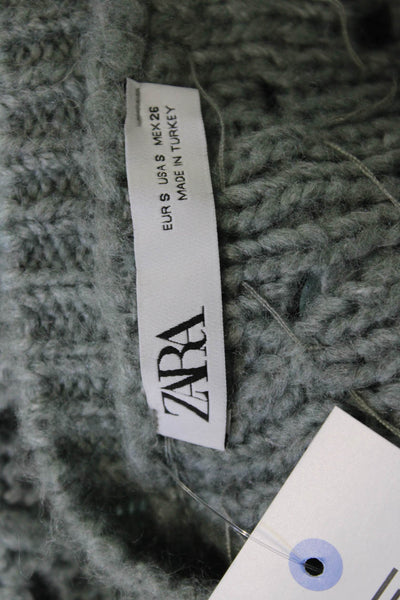 Zara Womens Pullover Sweater Gray Crew Neck 80s Acrylic Blend Size S