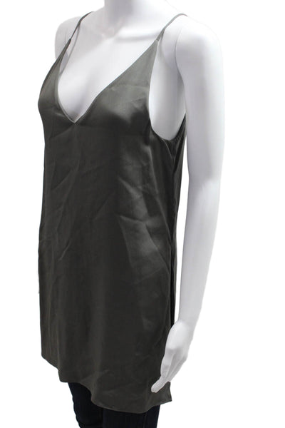 Theory Womens Camisole Dark Gray Silk V Neck Sleeveless Petite Size S