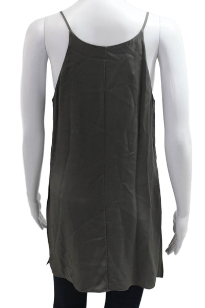 Theory Womens Camisole Dark Gray Silk V Neck Sleeveless Petite Size S