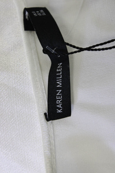 Karen Millen Women V-Neck Long Sleeve White Blouse Designer 100% Viscose Size 4