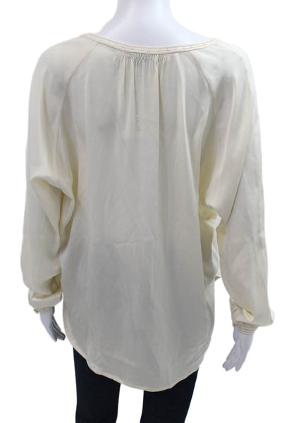 Vince Womens Silk V-Neck Long Sleeve Solid Blouse Size S