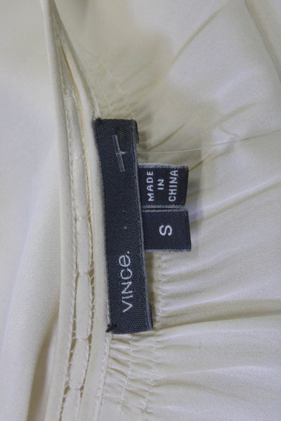 Vince Womens Silk V-Neck Long Sleeve Solid Blouse Size S