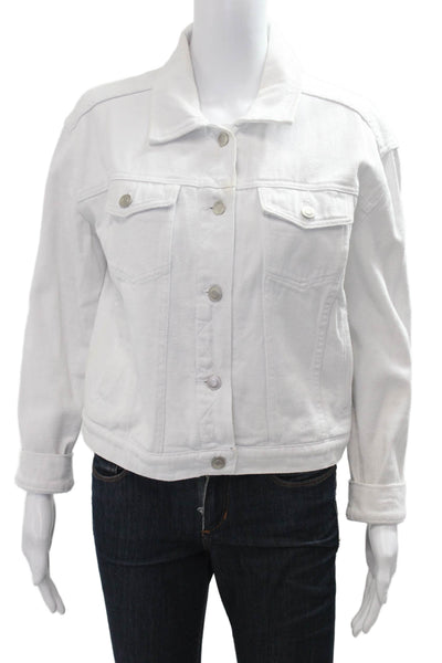 AltarD State Womens Jacket Collared Button Cotton Long Sleeve White Size S