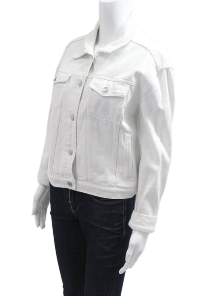 AltarD State Womens Jacket Collared Button Cotton Long Sleeve White Size S