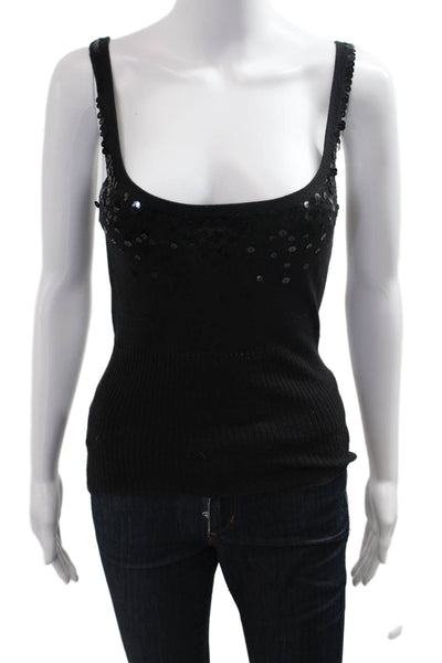Charlotte Tarantola Women Cropped Camisole Black V Neck 3/4 Sleeve Size M