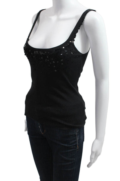 Charlotte Tarantola Women Cropped Camisole Black V Neck 3/4 Sleeve Size M
