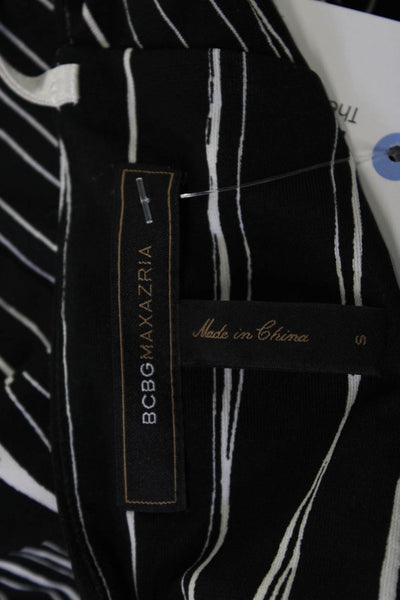 BCBGMAXAZRIA Women Maxi Dress Black Floral Striped Sleeveless Beach Size S