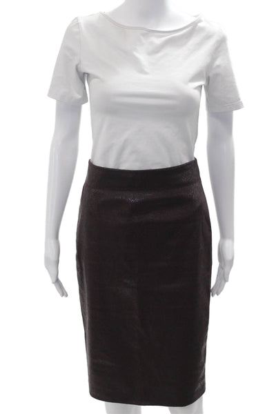 Karen Millen Women Straight Pencil Skirt Brown Animal Print Size 4
