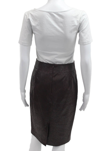Karen Millen Women Straight Pencil Skirt Brown Animal Print Size 4
