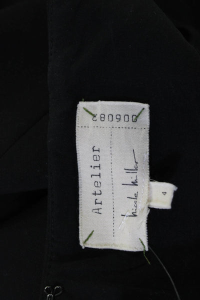 Artelier Nicole Miller Womens Cropped Dress Pants Black Wool Inseam 24 Size 4