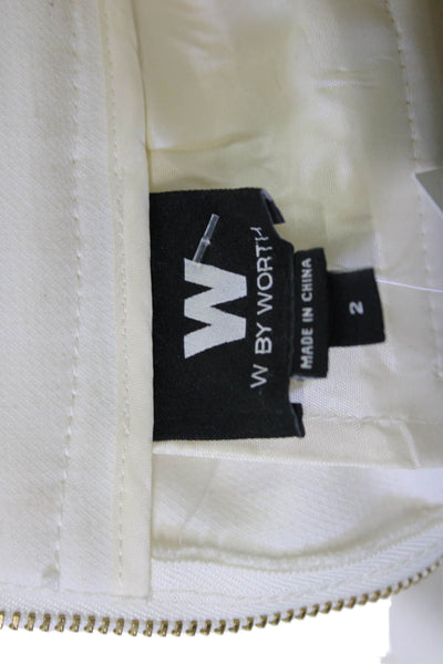 W by Worth Womens Dress Pants White Button Closure Size 2