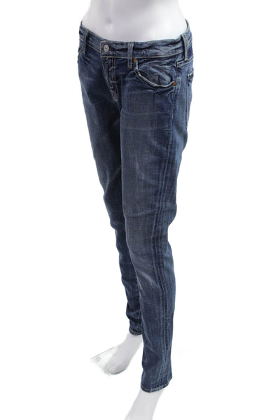 7 For All Mankind Women Dark Blue Straight Jeans High Rise Button Fly Size 27