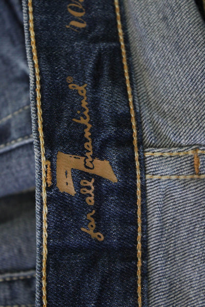 7 For All Mankind Women Dark Blue Straight Jeans High Rise Button Fly Size 27