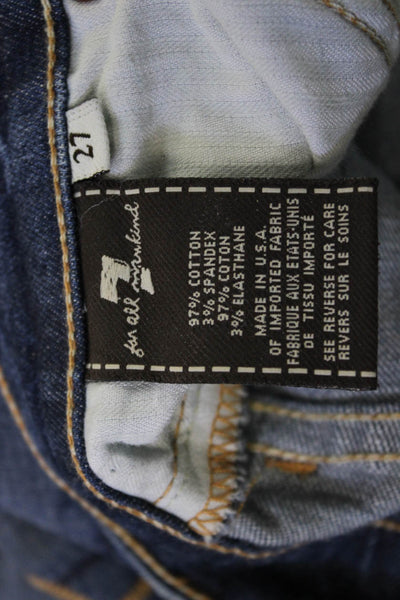 7 For All Mankind Women Dark Blue Straight Jeans High Rise Button Fly Size 27