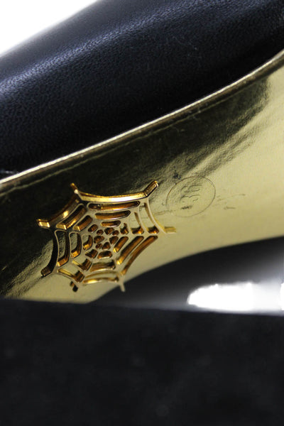 Charlotte Olympia Womens Leather Platform Gold Tone Ankle Boots Black Size 36 6