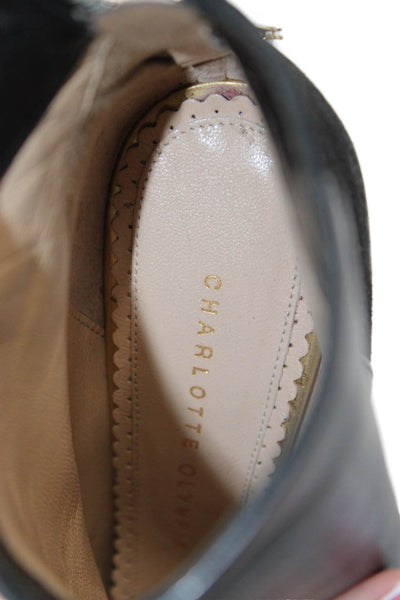 Charlotte Olympia Womens Leather Platform Gold Tone Ankle Boots Black Size 36 6