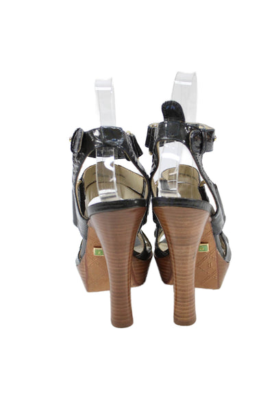 Lamb Womens Cross Strap Platform Slingbacks Sandal Heels Gray Size 5.5 Medium