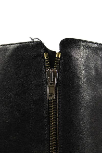 Loeffler Randall Womens Leather Zip Up Knee High Boots Black Size 6 B
