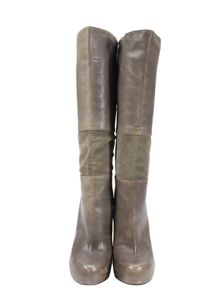 Loeffler Randall Womens Leather Pull On Knee High Boots Grey Size 6 B
