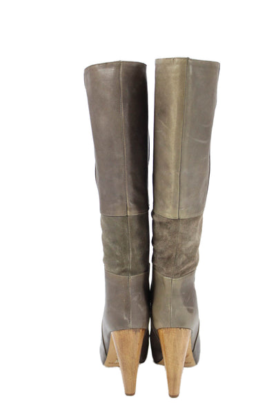 Loeffler Randall Womens Leather Pull On Knee High Boots Grey Size 6 B