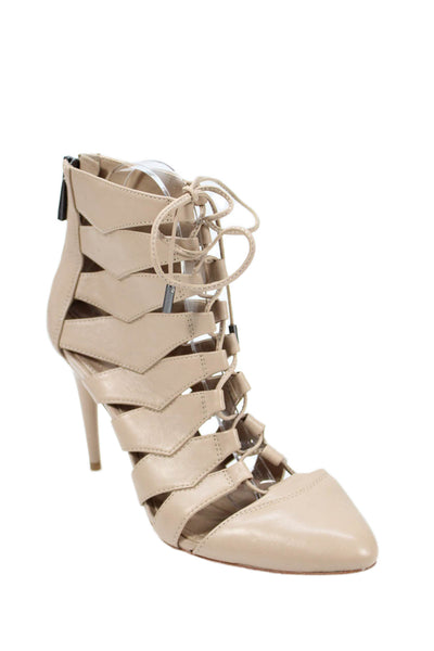 BCBGMAXAZRIA Womens Leather Strappy High Heels Shoes Brown Size 8M