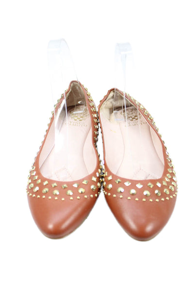 Vince Camuto Womens Leather Studded Ballet Flats Shoes Brown Size 7.5M
