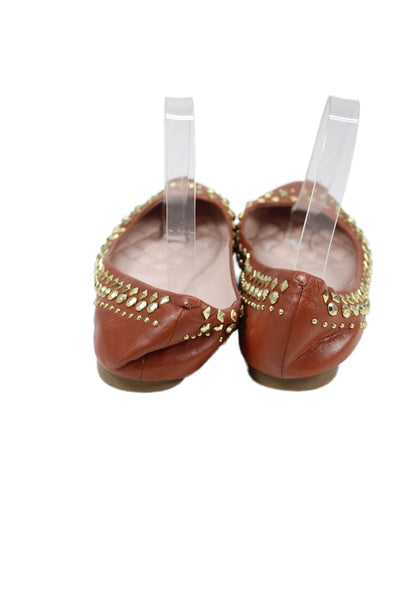 Vince Camuto Womens Leather Studded Ballet Flats Shoes Brown Size 7.5M