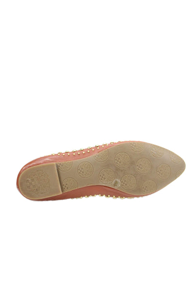 Vince Camuto Womens Leather Studded Ballet Flats Shoes Brown Size 7.5M