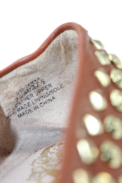 Vince Camuto Womens Leather Studded Ballet Flats Shoes Brown Size 7.5M