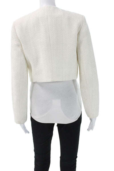 Hilary Radley Womens Blazer White Solid Button Long Sleeve Polyester Size 4