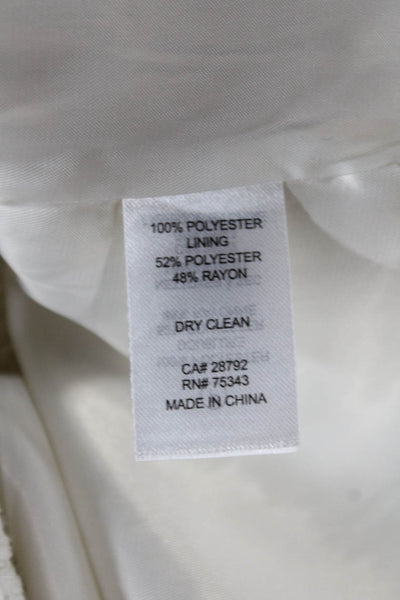 Hilary Radley Womens Blazer White Solid Button Long Sleeve Polyester Size 4