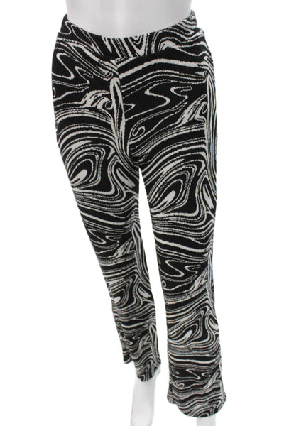 Zara Women Black Graphic Print Polyester Pants Size S